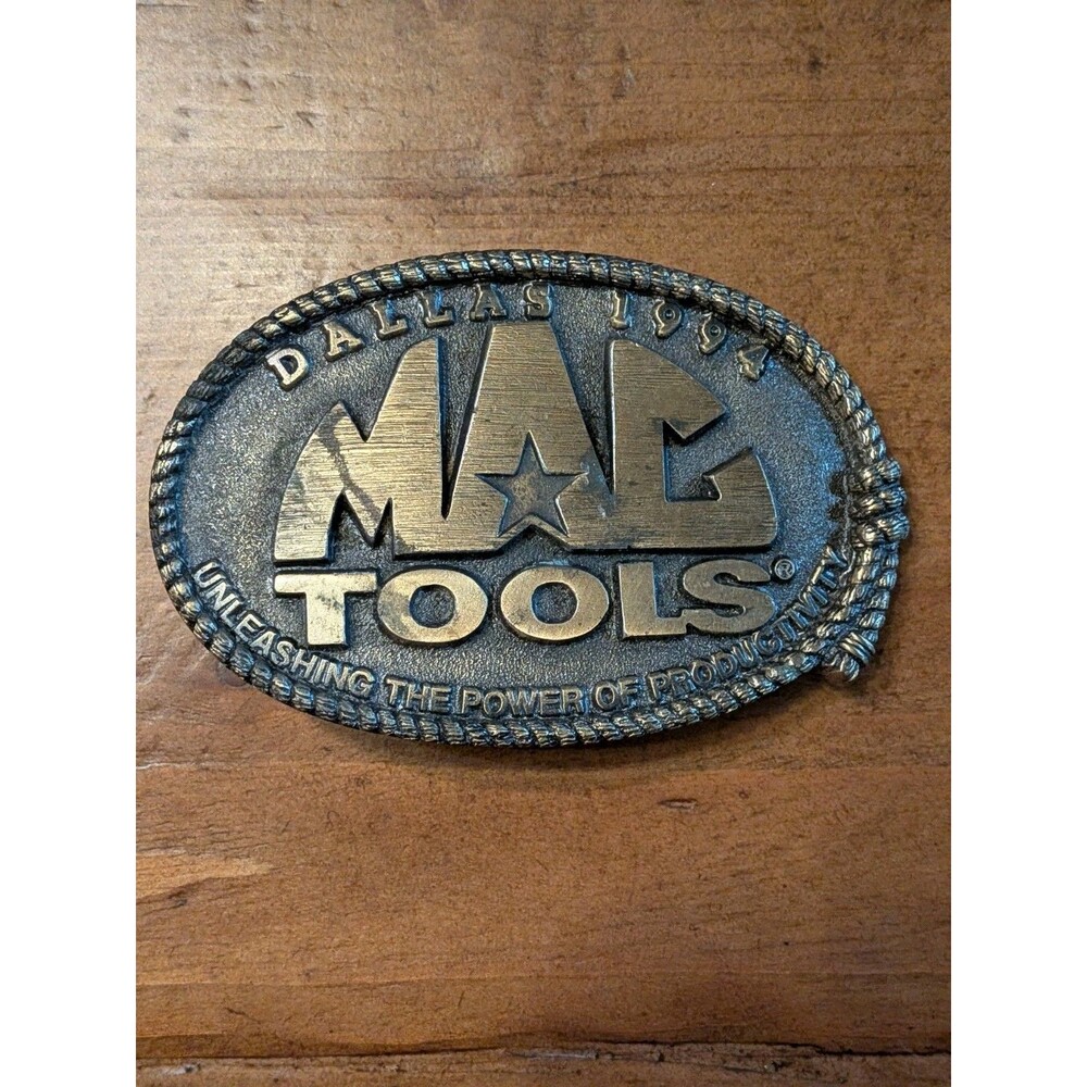 Vintage MAC Tools Brass Belt Buckle Dallas 1994 Made In The USA